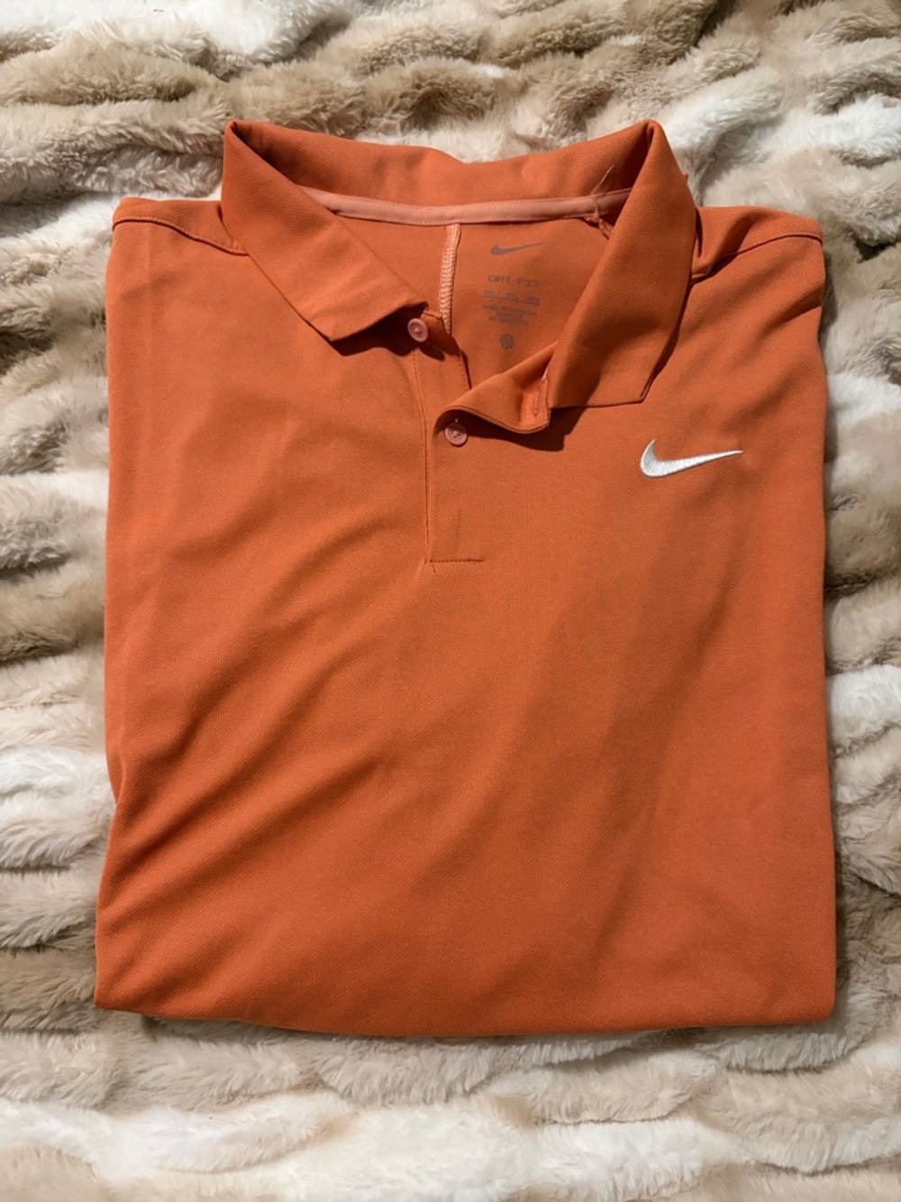 Nike Men's Orange Polo with White Swoosh